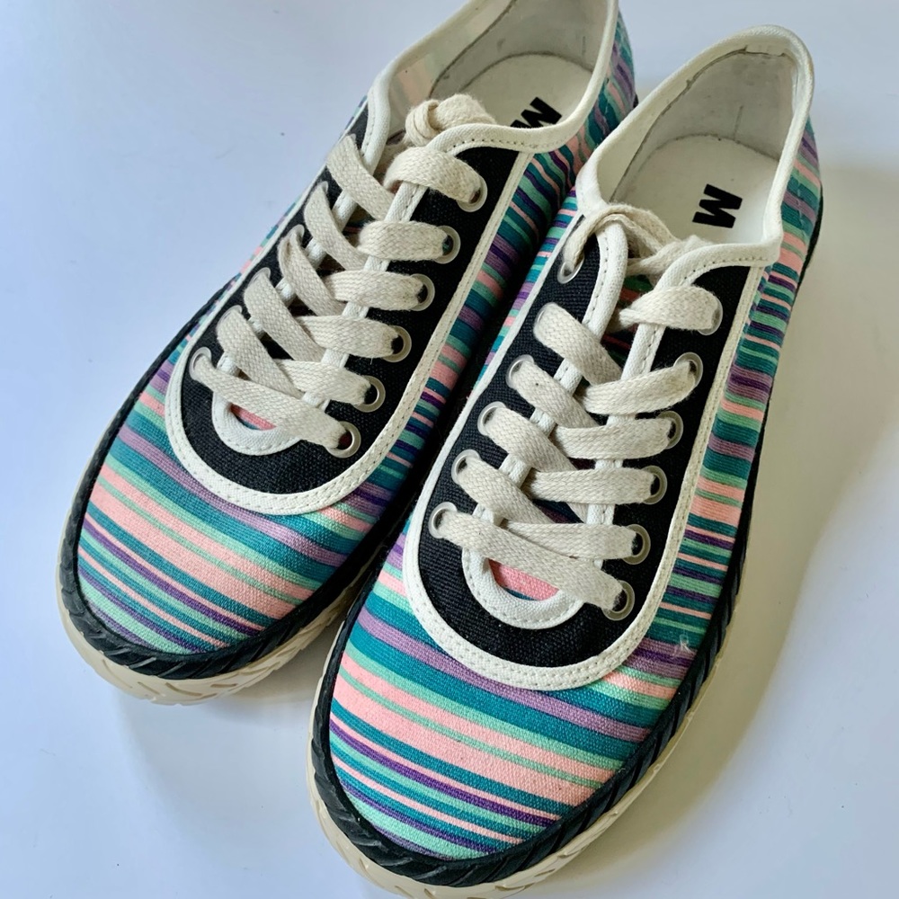 MARNI New Striped Low Top Sneakers Shoes New Without Box Size 38 US 8